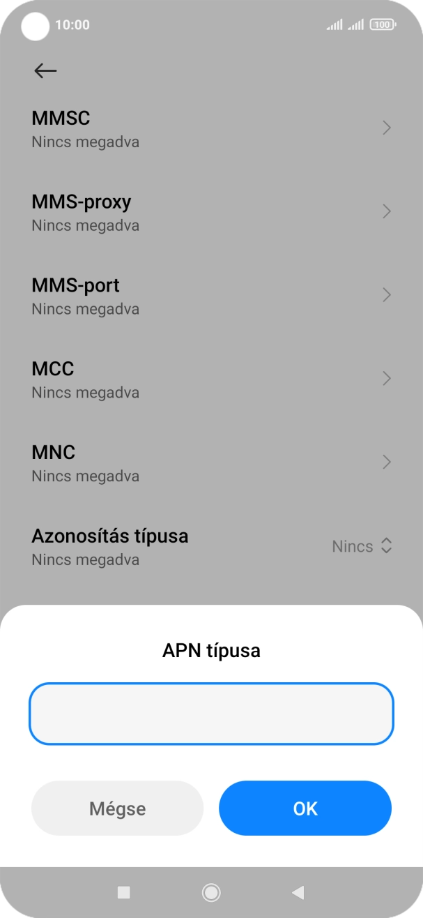 Írd be azt, hogy mms, és válaszd az OK lehetőséget.