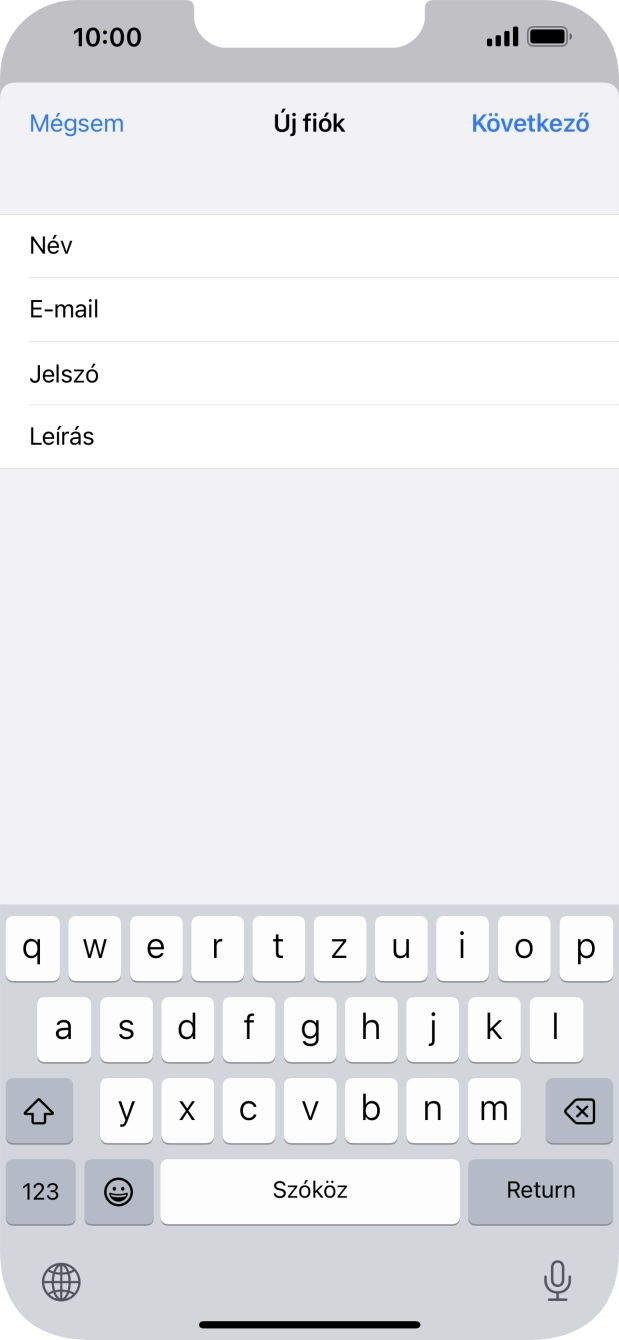 Kattints a Leírás mezőre, és írd be az e-mail-fiók kívánt nevét.