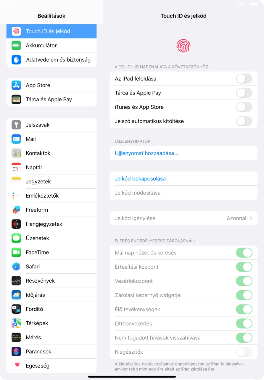Válaszd a Jelkód bekapcsolása lehetőséget, és írj be kétszer egymás után egy tetszőleges képernyőzárkódot. Válaszd a Jelkód bekapcsolása lehetőséget, és írj be kétszer egymás után egy tetszőleges képernyőzárkódot.
