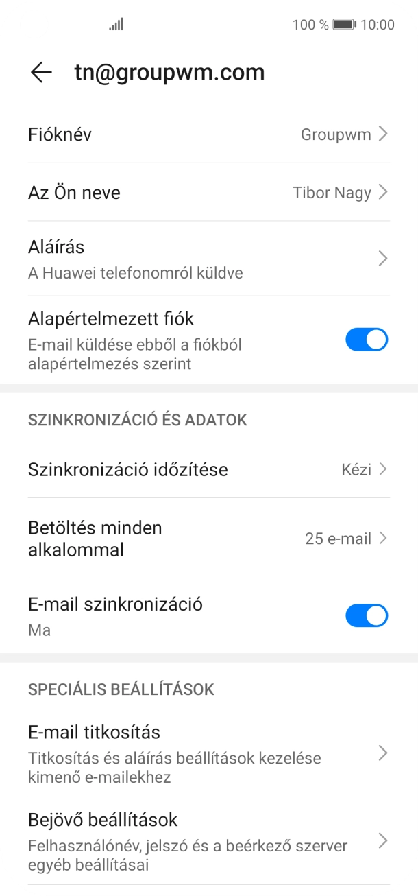 Válaszd a Fióknév lehetőséget, és írd be a kívánt e-mail-fiók nevét.