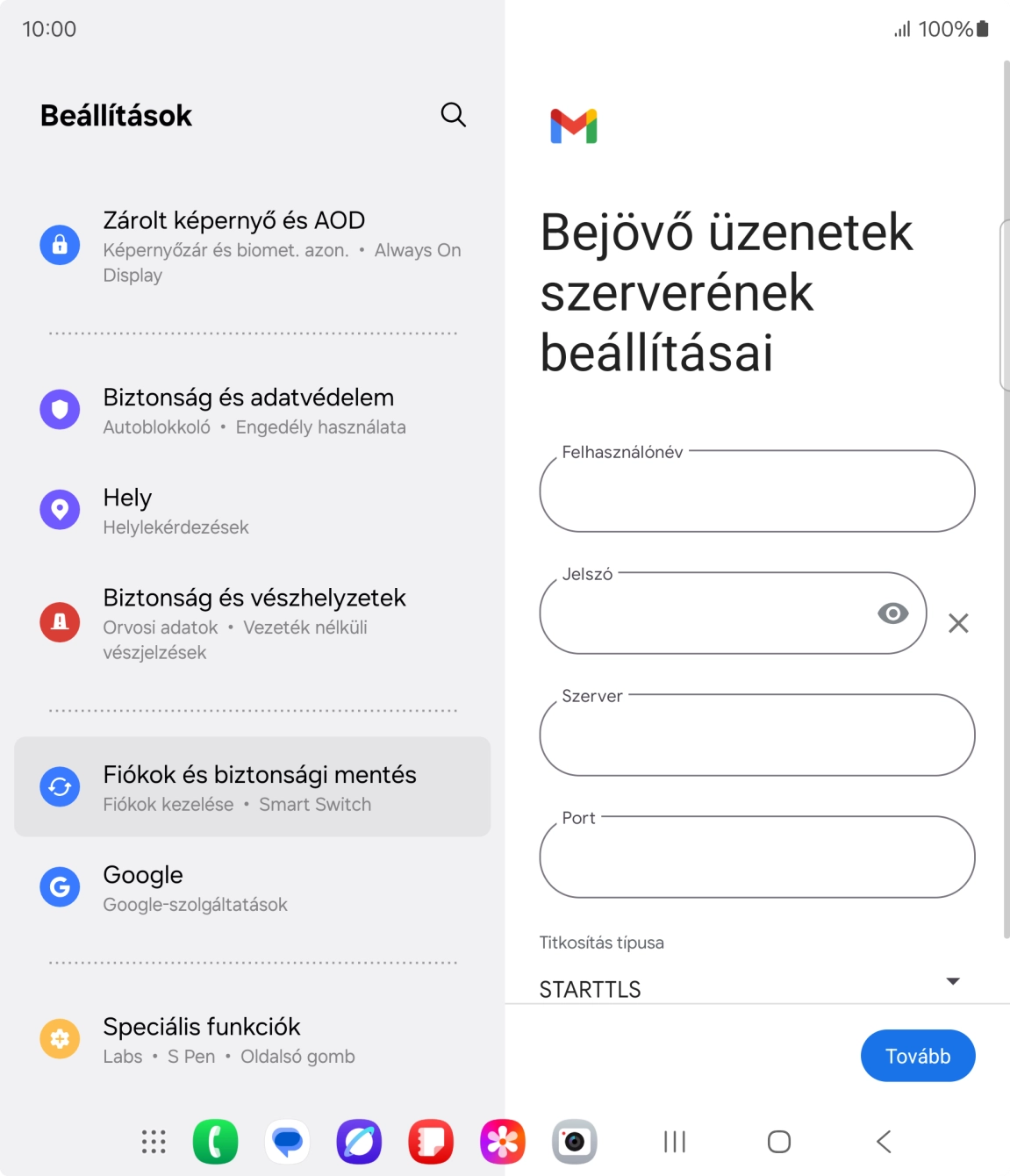 Kattints a „Felhasználónév” alatti mezőre, és írd be az e-mail-fiókodhoz tartozó felhasználónevet.