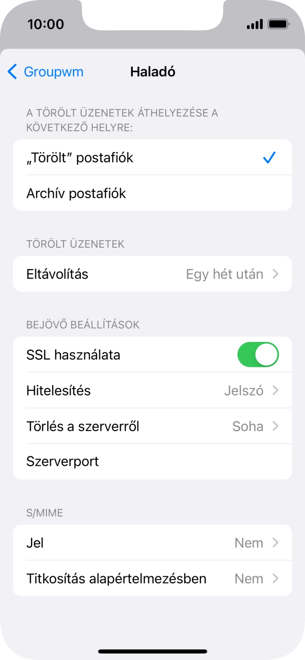 Kattints az „SSL használata” melletti csúszkára a funkció kikapcsolásához.