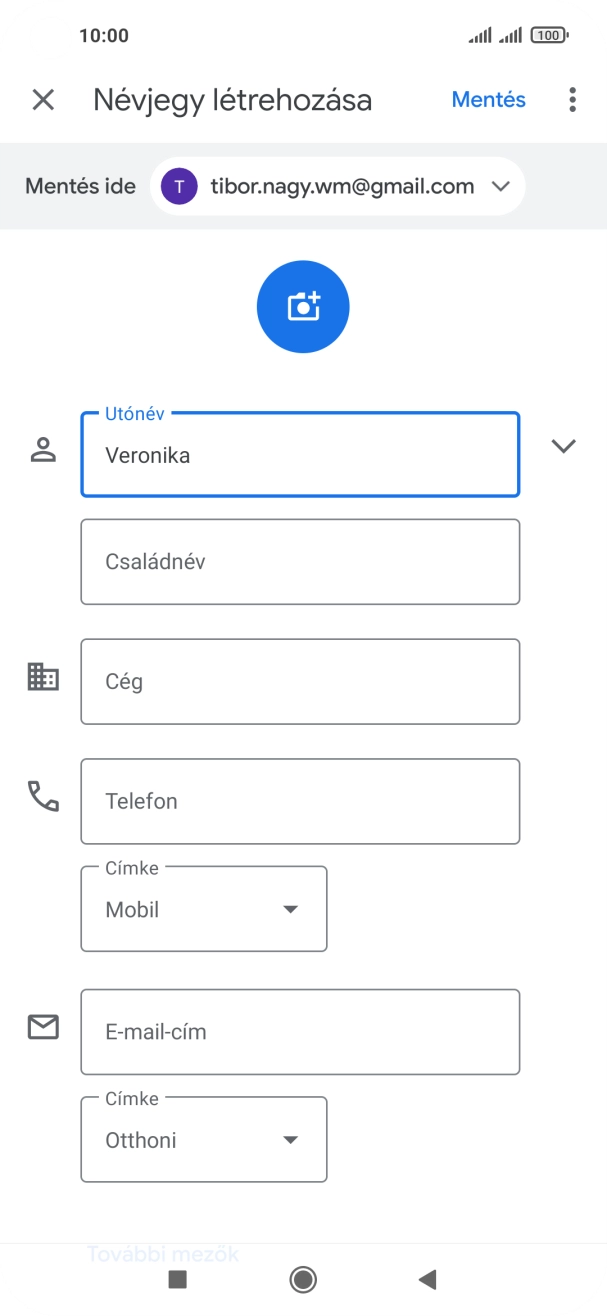 Kattints a Családnév mezőre, és írd be a kívánt vezetéknevet.