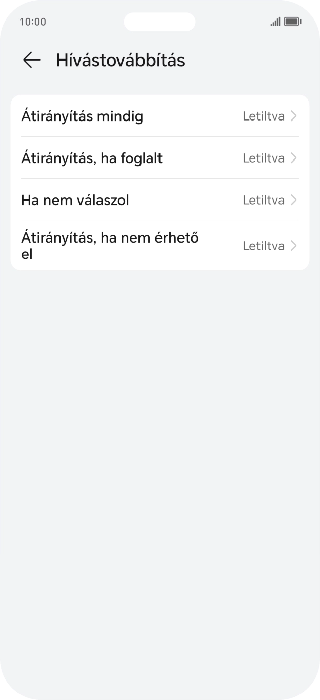 Kattints a kívánt hívásátirányítás-típusra. Kattints a kívánt hívásátirányítás-típusra.