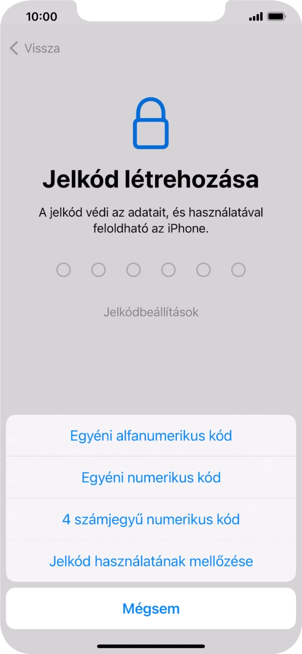A képernyőzár használatának bekapcsolásához kövesd a képernyőn megjelenő utasításokat, vagy válaszd a Jelkód használatának mellőzése lehetőséget.