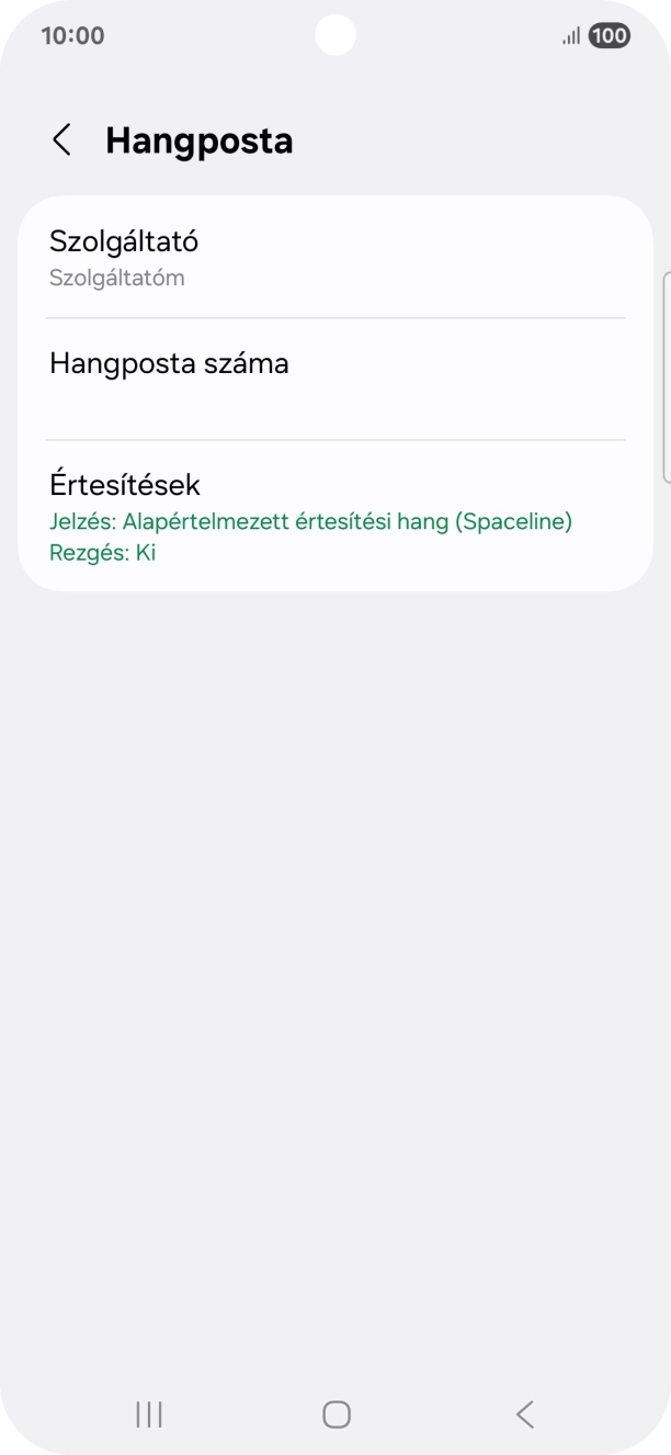 Válaszd a Hangposta száma lehetőséget.