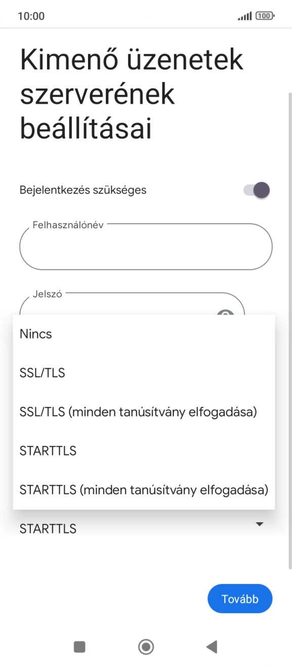 Válaszd az SSL/TLS lehetőséget.