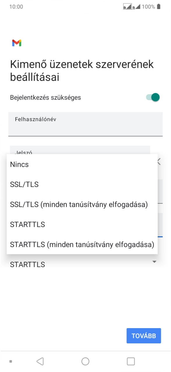 A funkció kikapcsolásához válaszd a Nincs lehetőséget.