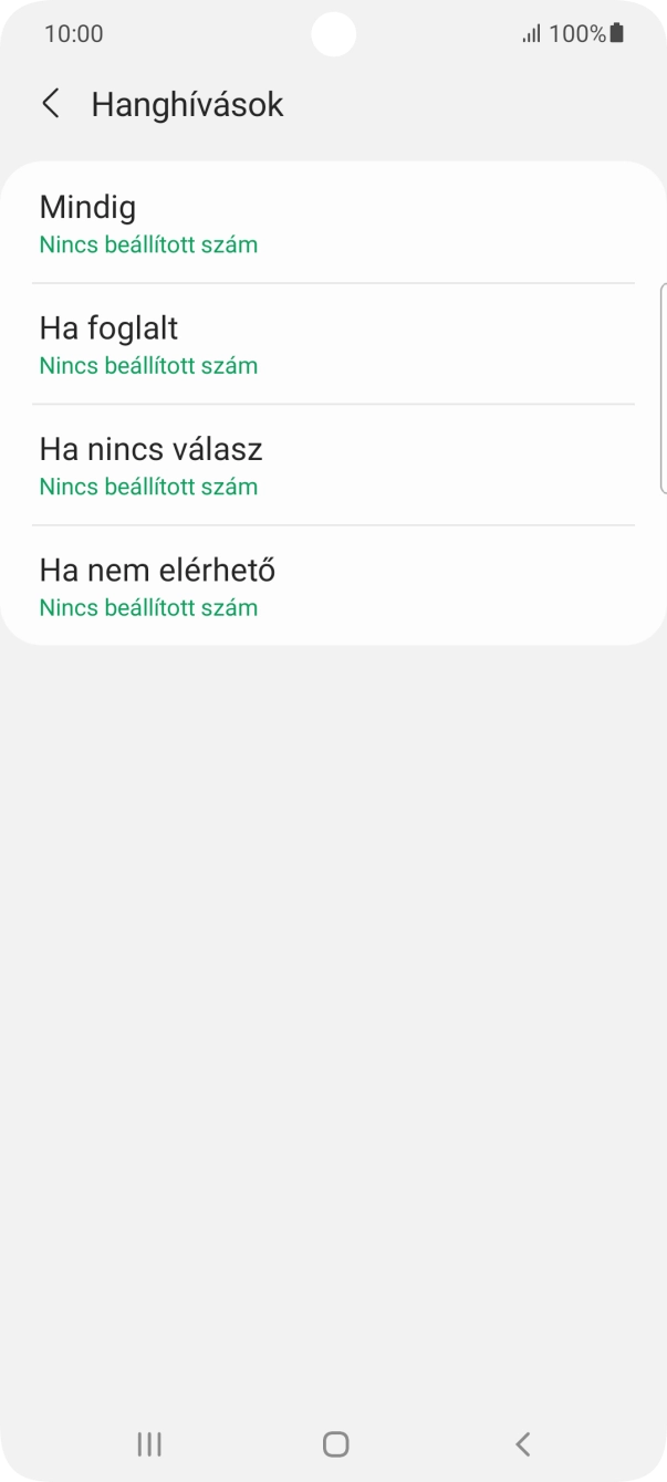 Kattints a kívánt hívásátirányítás-típusra. Kattints a kívánt hívásátirányítás-típusra.