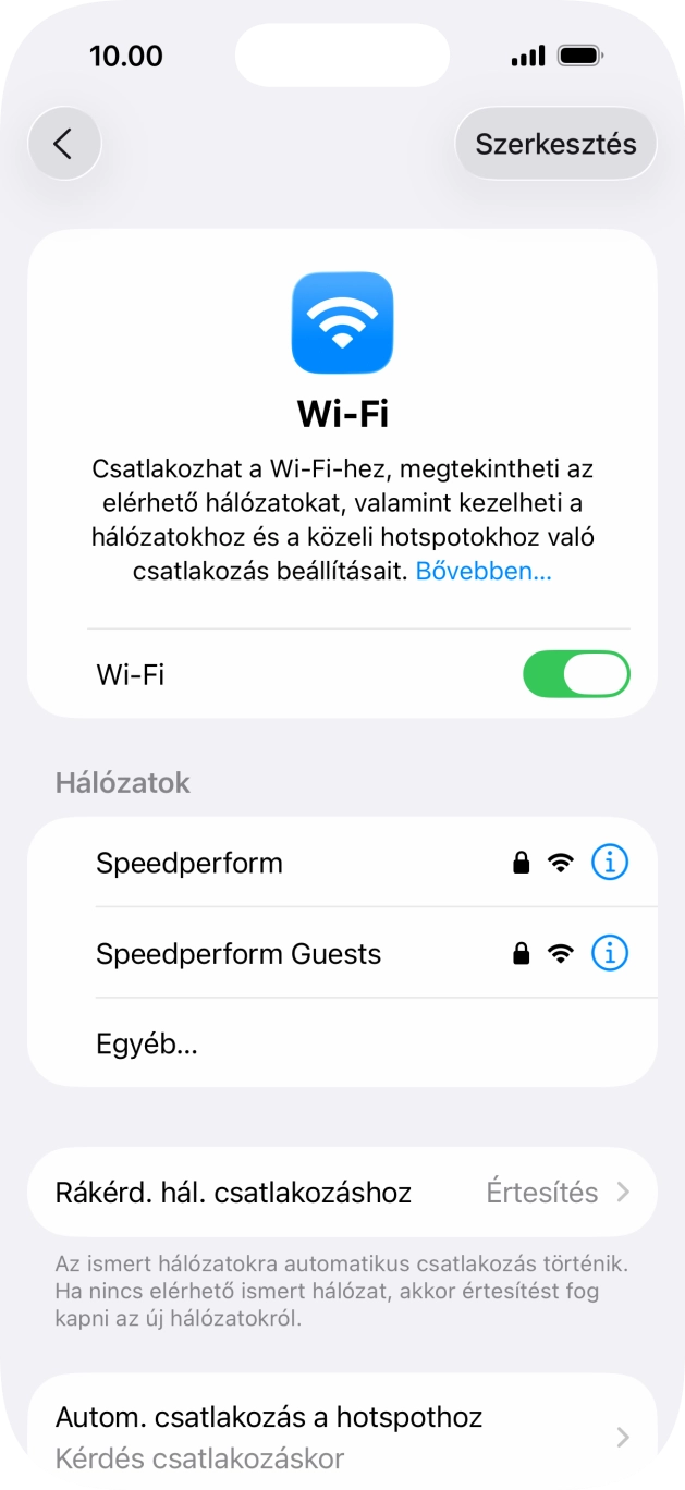 Kattints a kívánt Wi-Fi hálózatra, és írd be a Wi-Fi hálózathoz tartózó jelszót. Kattints a kívánt Wi-Fi hálózatra, és írd be a Wi-Fi hálózathoz tartózó jelszót.