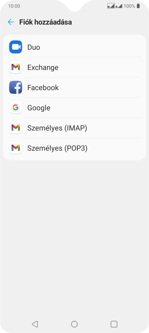 Válaszd a Személyes (POP3) lehetőséget.
