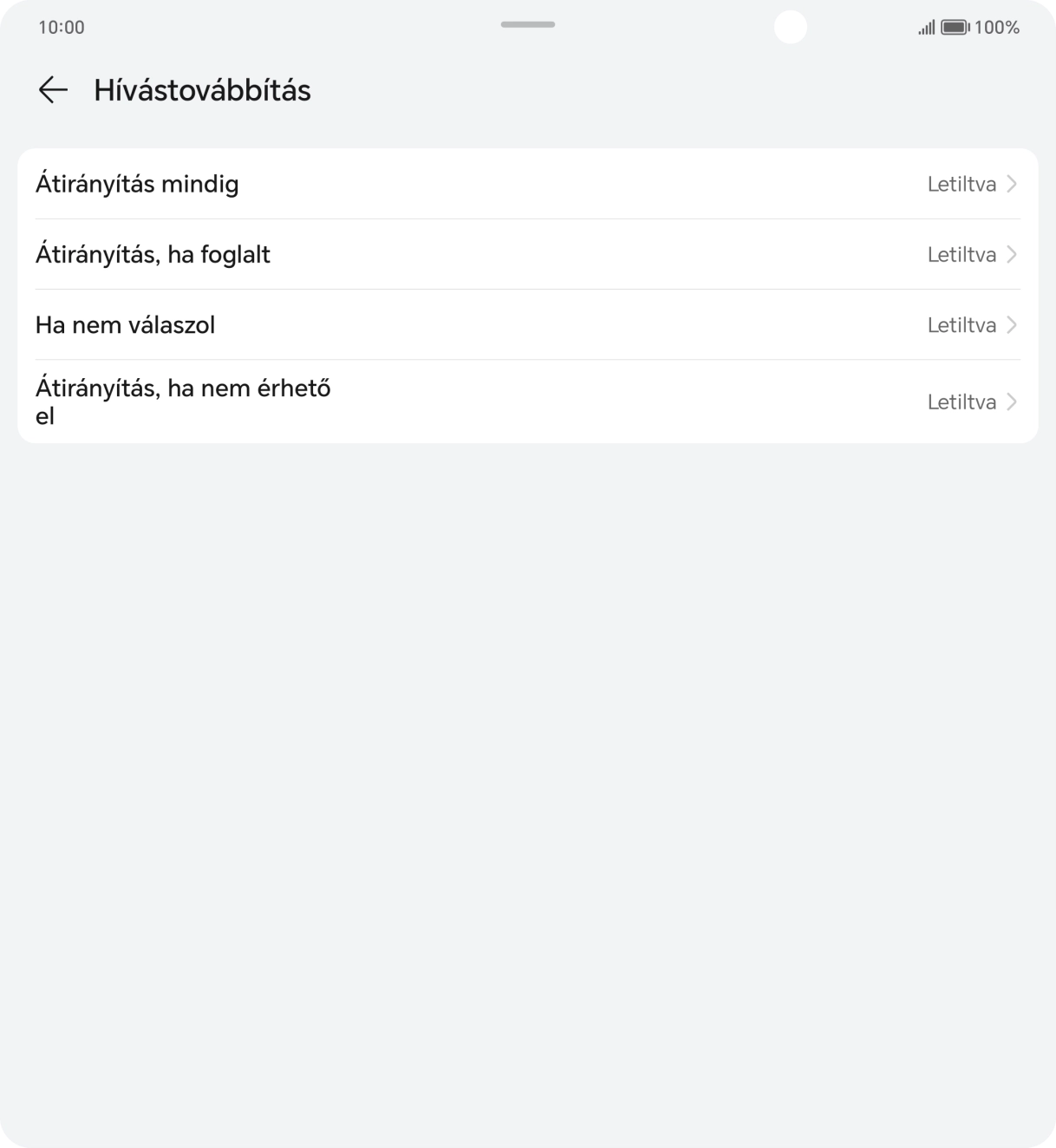 Kattints a kívánt hívásátirányítás-típusra.