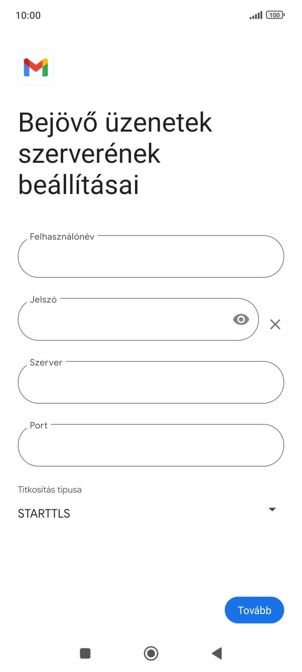 Kattints a „Felhasználónév” alatti mezőre, és írd be az e-mail-fiókodhoz tartozó felhasználónevet.