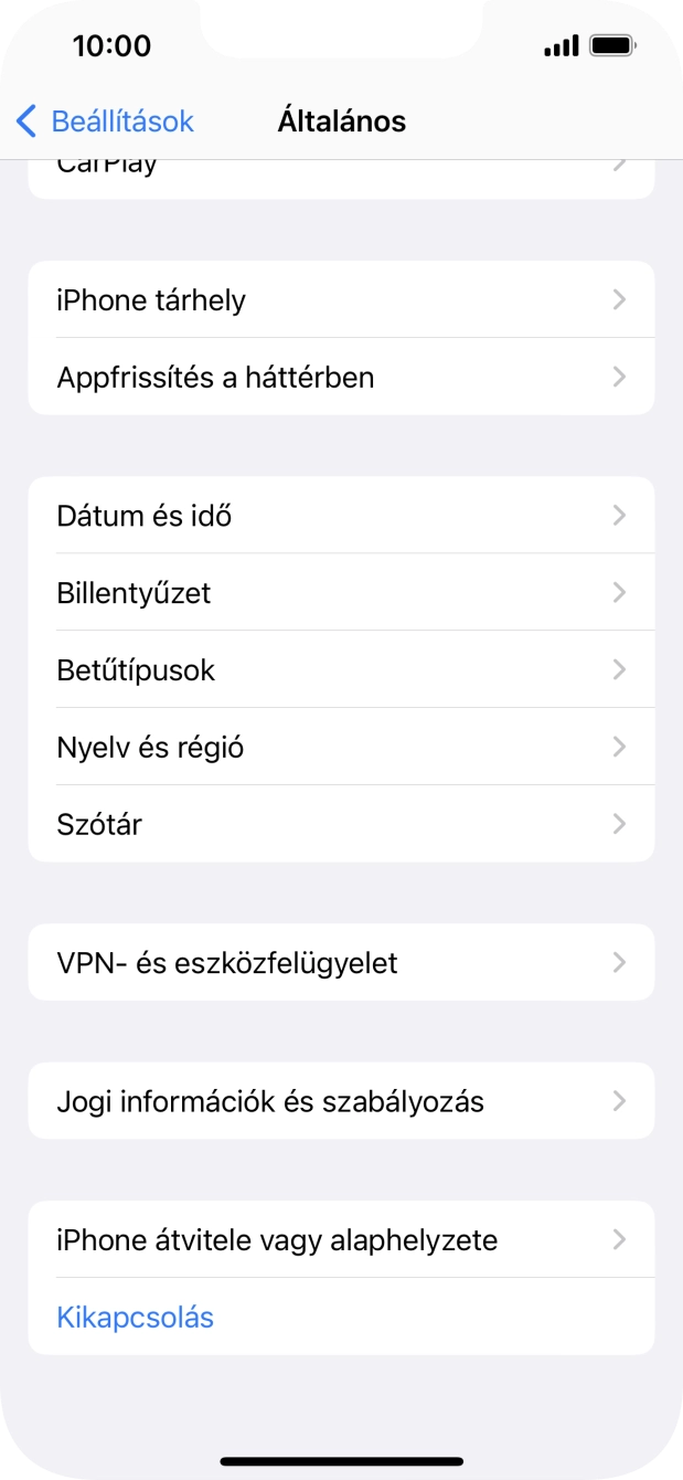 Válaszd az „iPhone átvitele vagy alaphelyzete” lehetőséget.