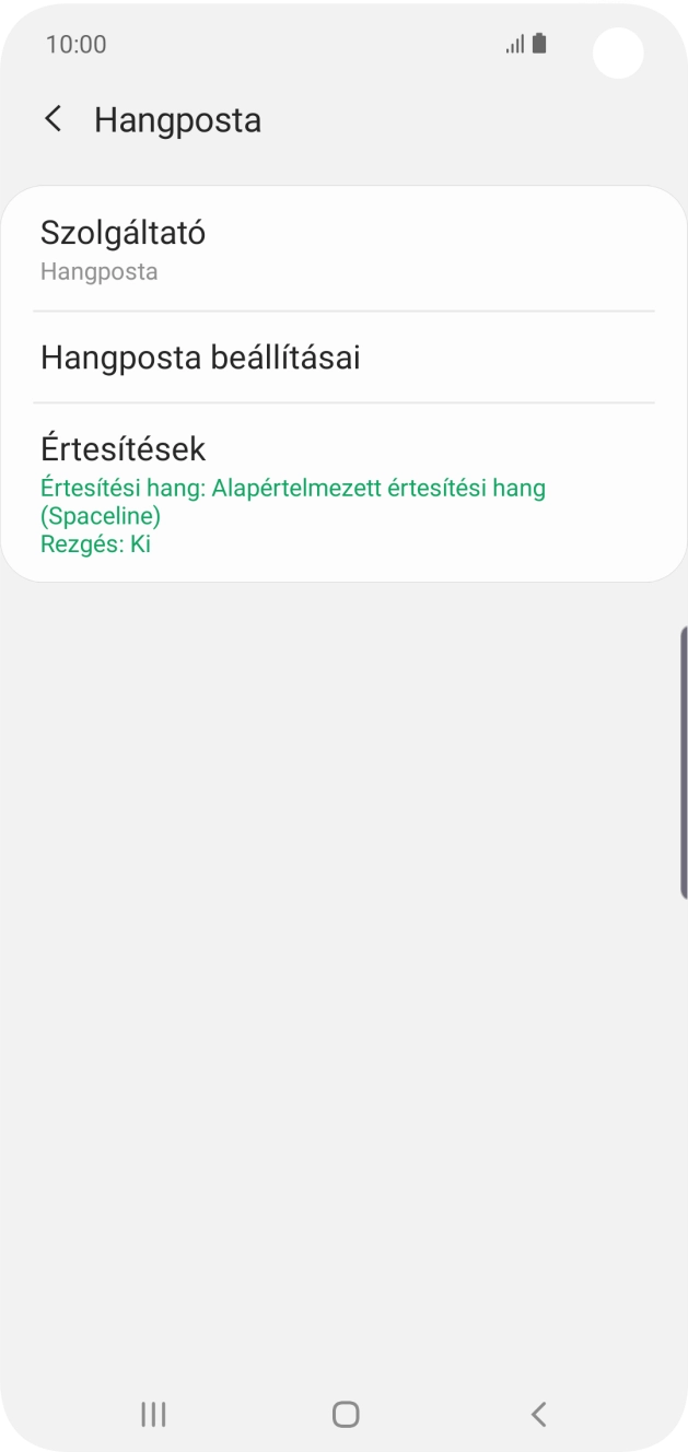 Válaszd a Hangposta beállításai lehetőséget.