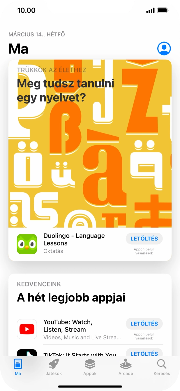 Válaszd a Keresés lehetőséget. Válaszd a Keresés lehetőséget.