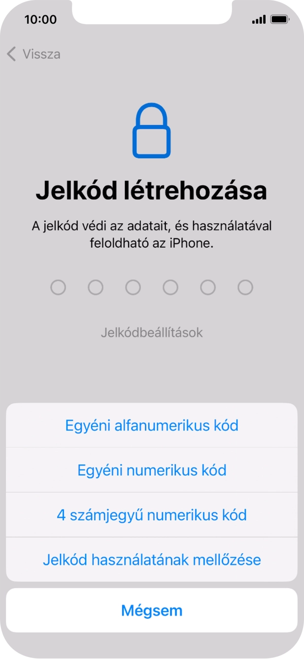 A képernyőzár használatának bekapcsolásához kövesd a képernyőn megjelenő utasításokat, vagy válaszd a Jelkód használatának mellőzése lehetőséget.