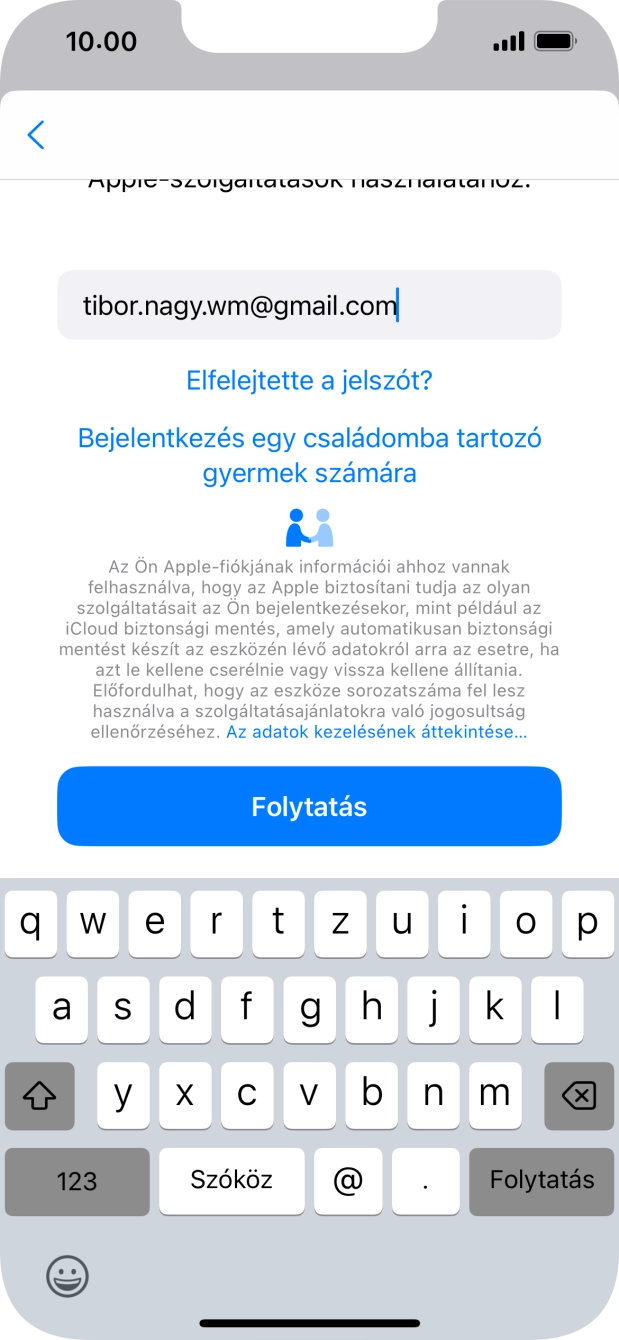 Válaszd a Folytatás lehetőséget.