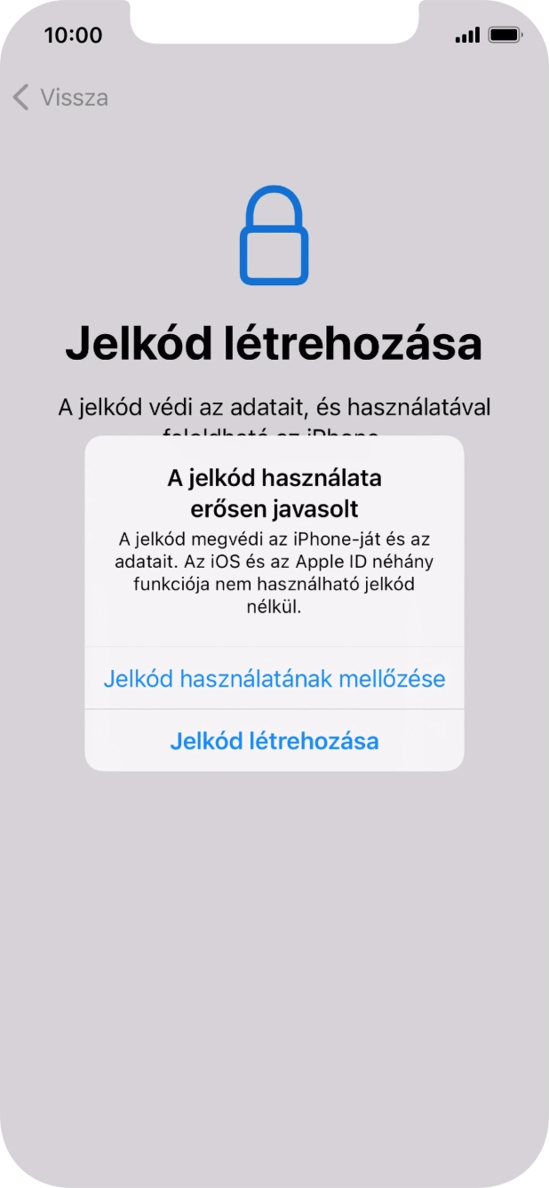 Ha kikapcsolod a funkciót, válaszd a Jelkód használatának mellőzése lehetőséget.