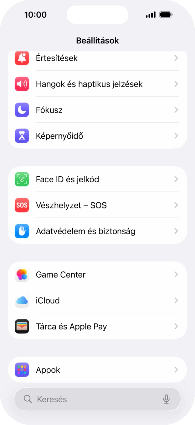 Válaszd a Face ID és jelkód lehetőséget.