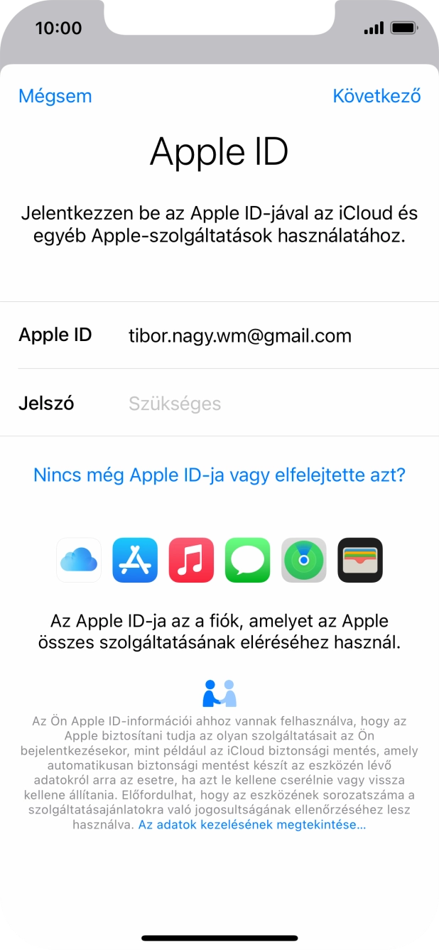 Kattints a „Jelszó” melletti mezőre, és írd be az Apple ID-d jelszavát.