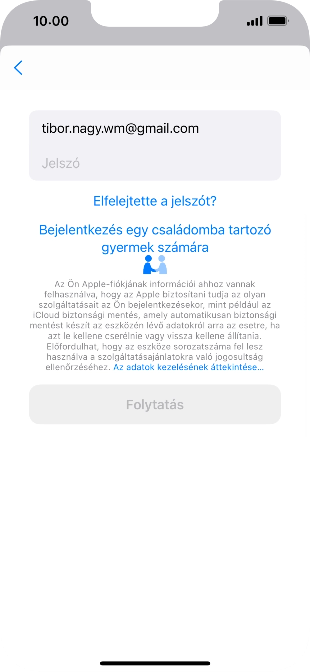 Kattints a Jelszó mezőre, és írd be az Apple ID-d jelszavát.