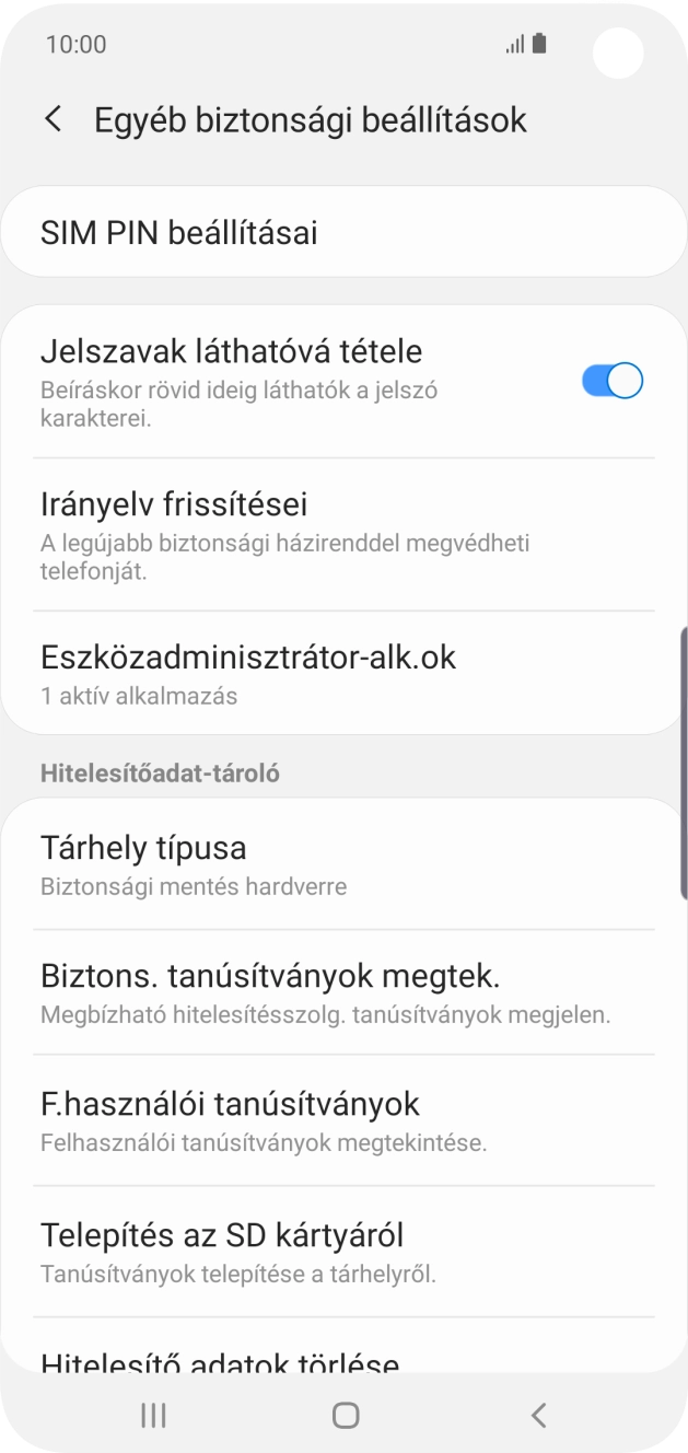 Válaszd a SIM PIN beállításai lehetőséget.