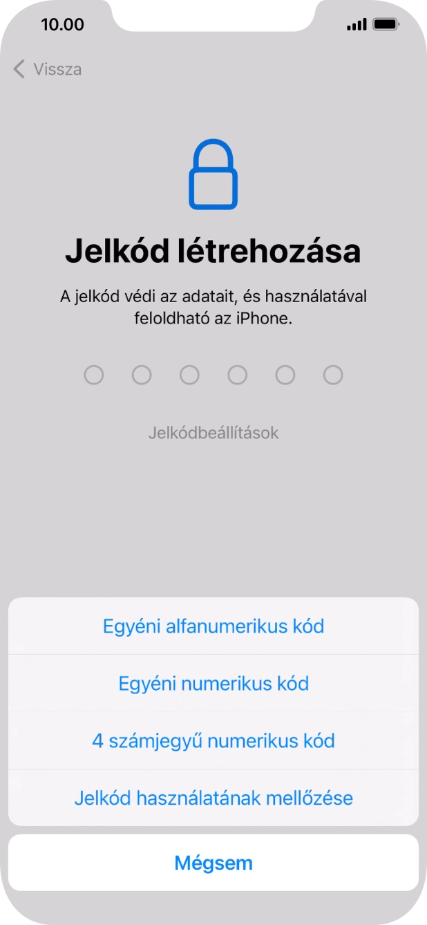A képernyőzár használatának bekapcsolásához kövesd a képernyőn megjelenő utasításokat, vagy válaszd a Jelkód használatának mellőzése lehetőséget.