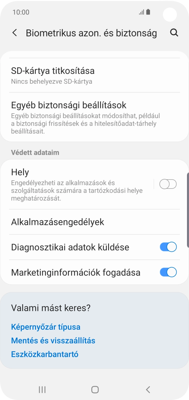 Válaszd az Egyéb biztonsági beállítások lehetőséget.