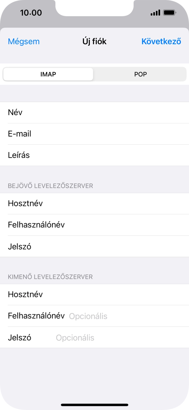 Kattints a Felhasználónév mezőre, és írd be az e-mail-fiókodhoz tartozó felhasználónevet.