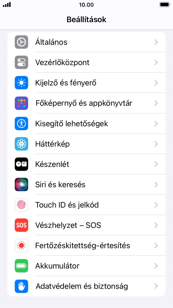 Válaszd a Touch ID és jelkód lehetőséget.