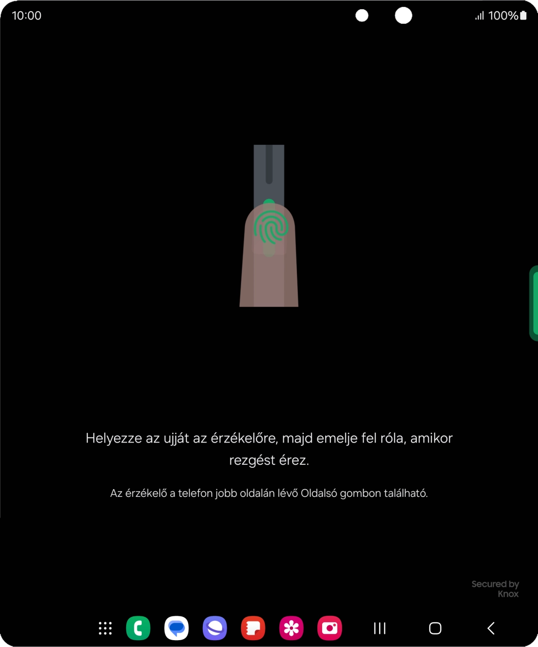 Kövesd a kijelzőn megjelenő utasításokat képernyőzár létrehozásához ujjlenyomattal. Kövesd a kijelzőn megjelenő utasításokat képernyőzár létrehozásához ujjlenyomattal.