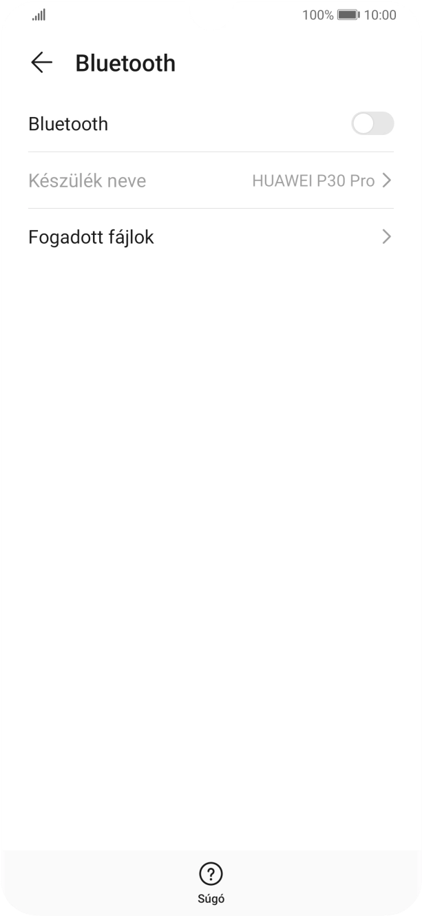 Kattints a „Bluetooth” melletti csúszkára a funkció bekapcsolásához. Kattints a „Bluetooth” melletti csúszkára a funkció bekapcsolásához.