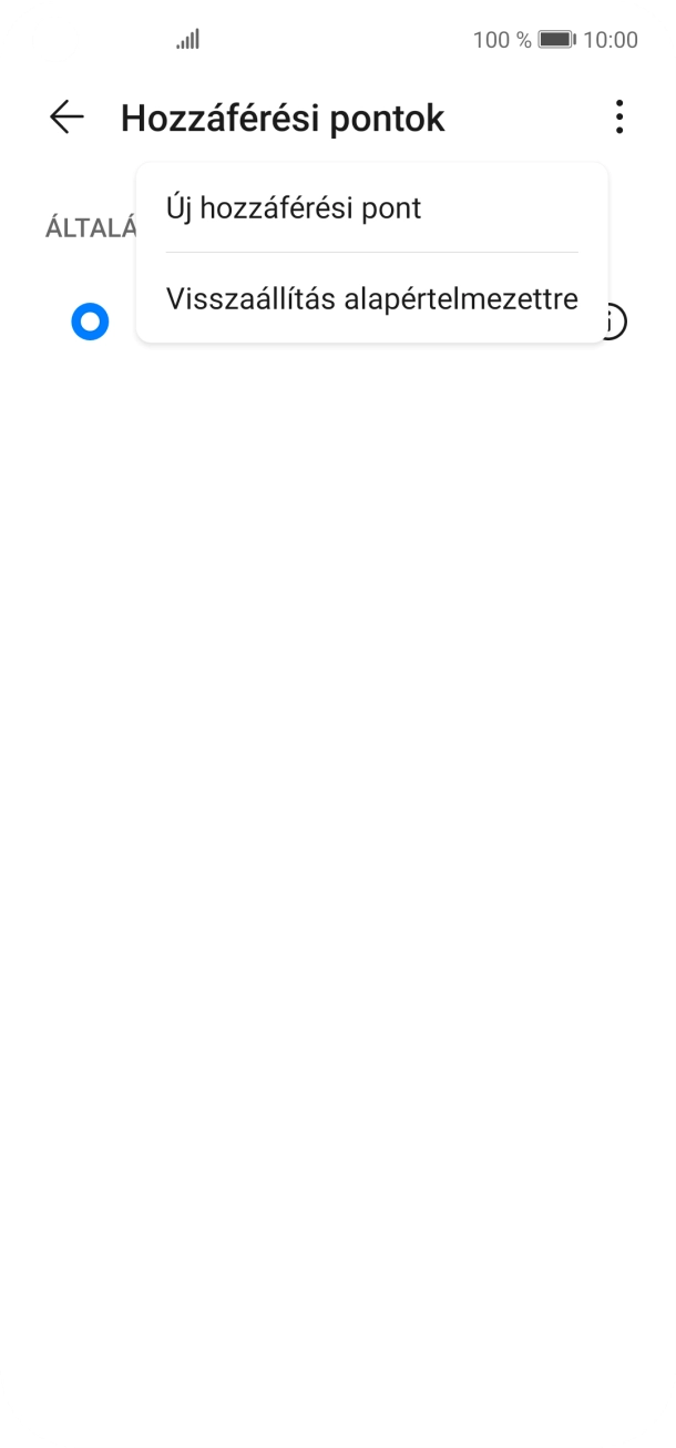 Válaszd az Új hozzáférési pont lehetőséget. Válaszd az Új hozzáférési pont lehetőséget.