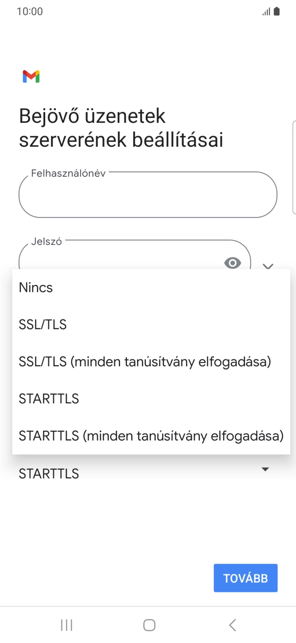 Válaszd az SSL/TLS lehetőséget.