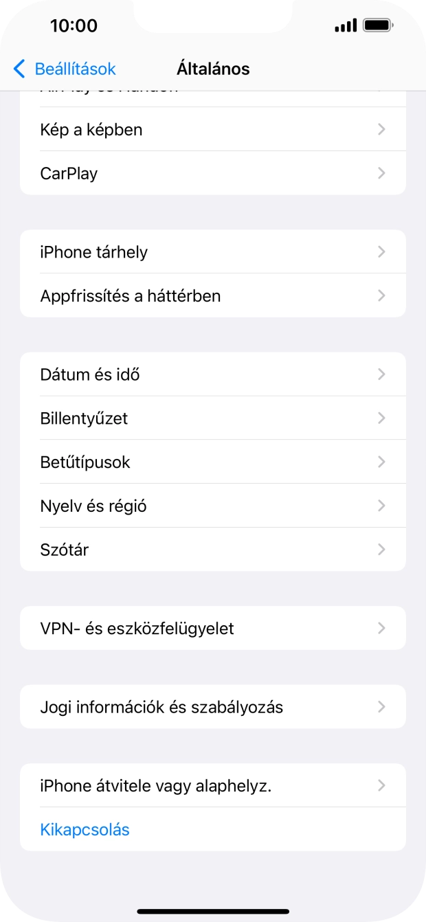 Válaszd az „iPhone átvitele vagy alaphelyz.” lehetőséget.