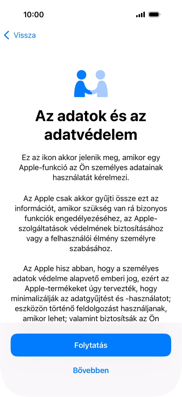 Válaszd a Folytatás lehetőséget.