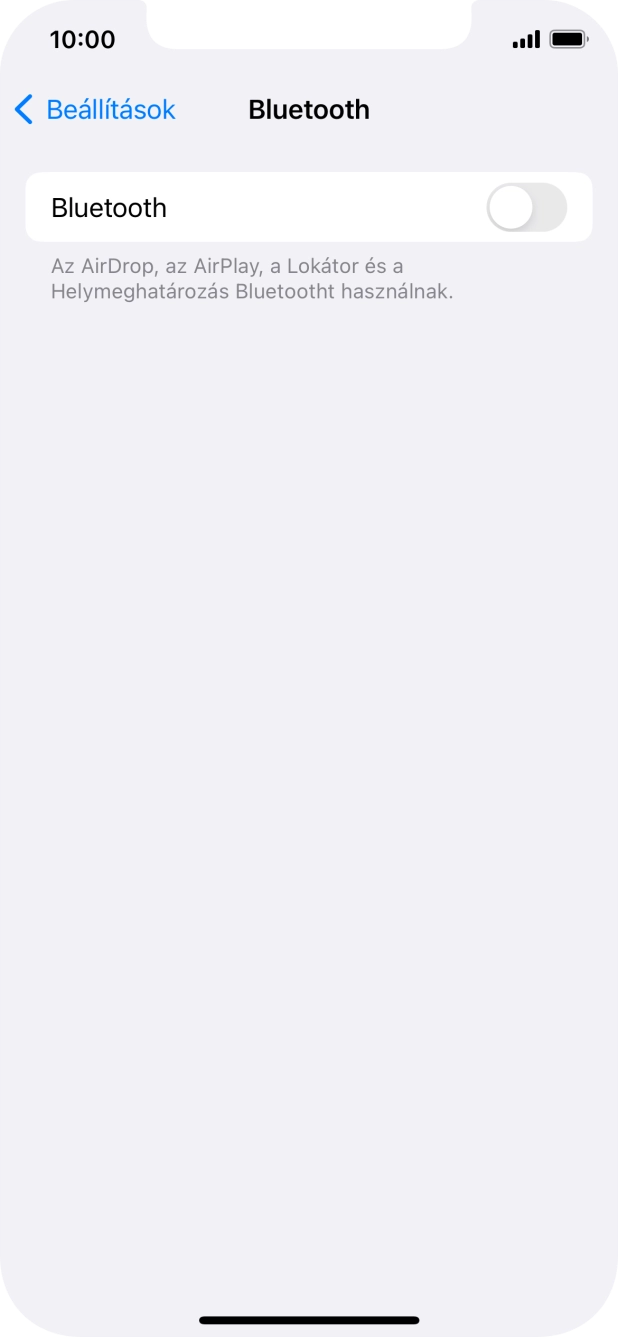 Kattints a „Bluetooth” melletti csúszkára a funkció bekapcsolásához. Kattints a „Bluetooth” melletti csúszkára a funkció bekapcsolásához.