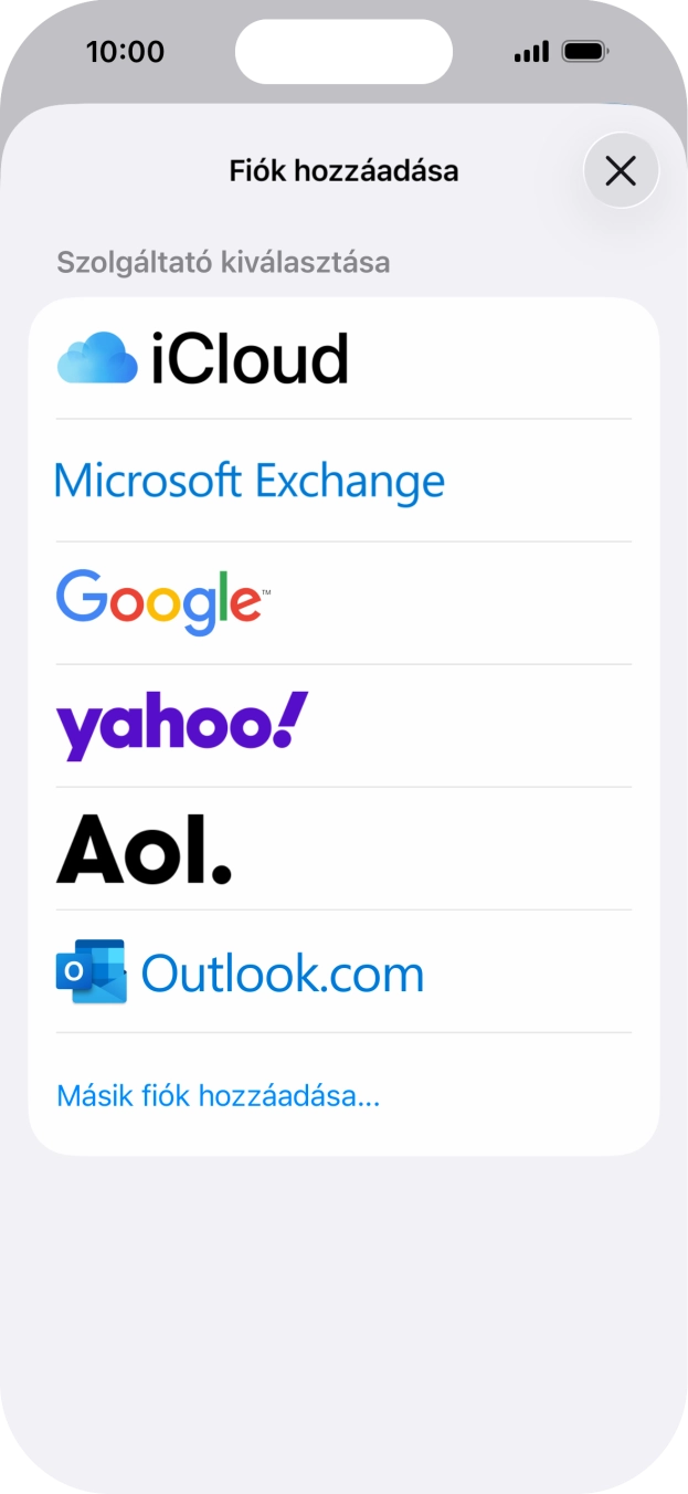 Válaszd a Másik fiók hozzáadása... lehetőséget.