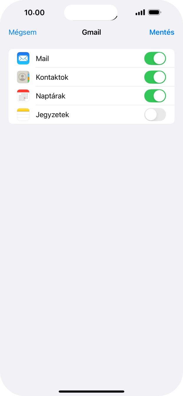 Amennyiben a kijelzőn ez a képernyőkép látható, az e-mail-fiókodat felismerte a rendszer, és automatikusan beállította. Kövesd a képernyőn megjelenő utasításokat  további adatok csatolásához, és fejezd be az új fiók létrehozását.