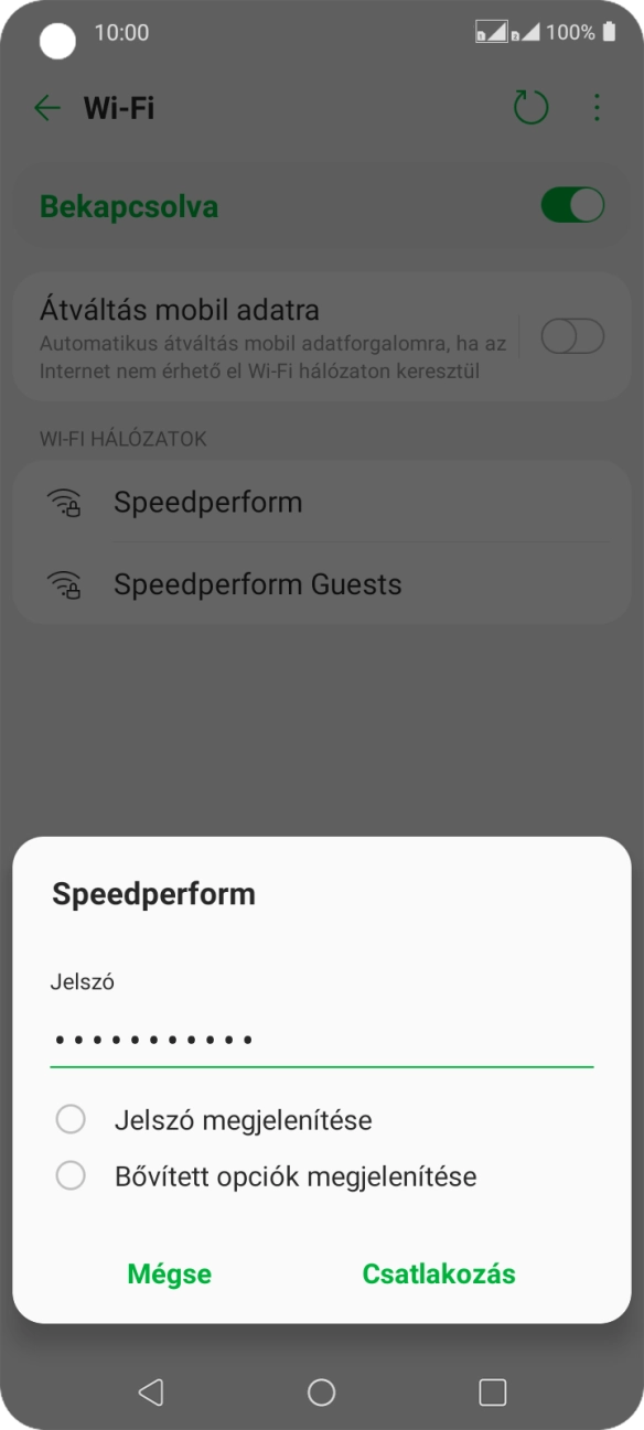Írd be a Wi-Fi hálózatodhoz tartózó jelszót, és válaszd a Csatlakozás lehetőséget. Írd be a Wi-Fi hálózatodhoz tartózó jelszót, és válaszd a Csatlakozás lehetőséget.