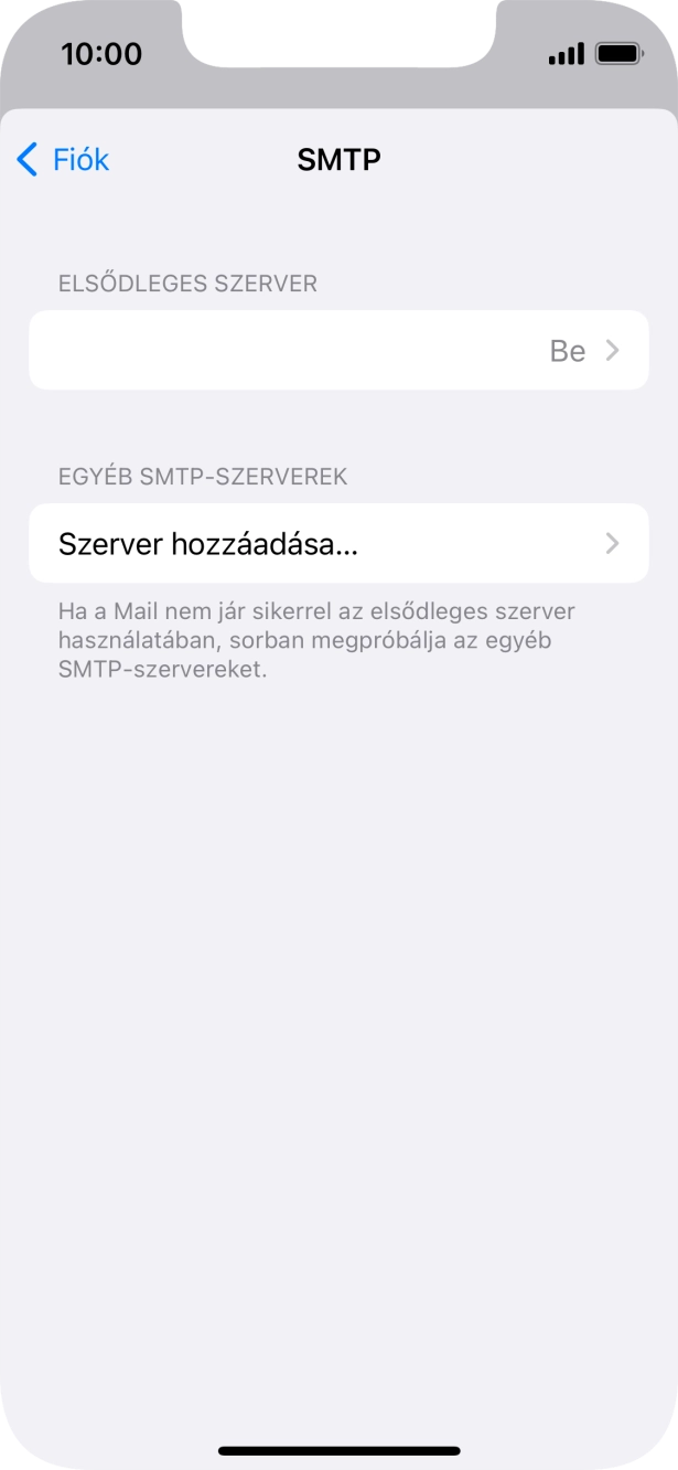 Kattints az „ELSŐDLEGES SZERVER” alatti mezőre.