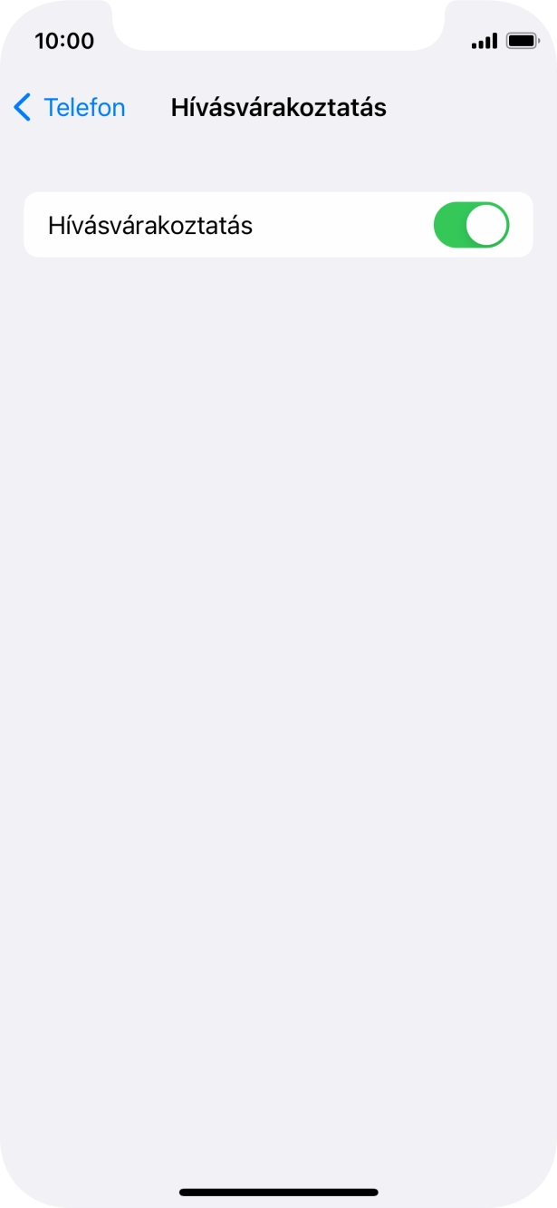 Kattints a „Hívásvárakoztatás” melletti csúszkára a funkció be- vagy kikapcsolásához.