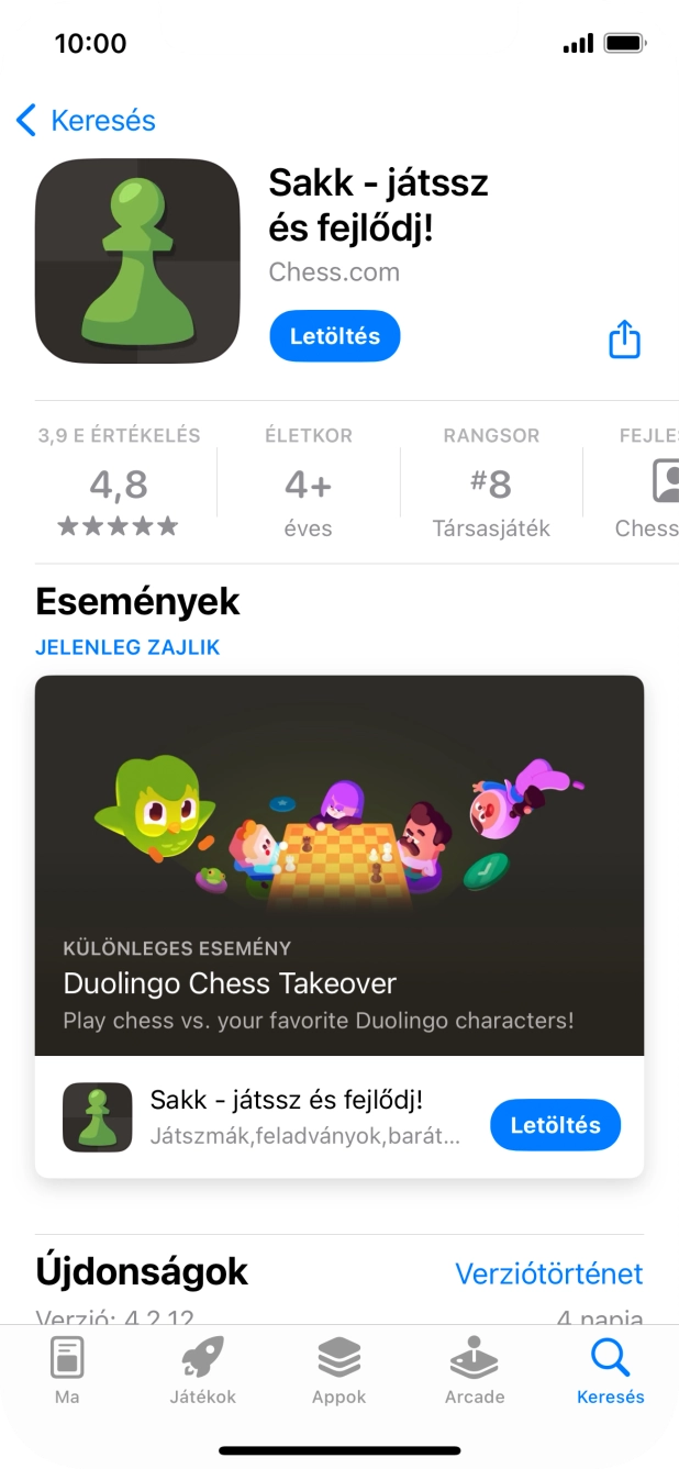 Válaszd a Letöltés lehetőséget, és kövesd a képernyőn megjelenő utasításokat az alkalmazás telepítéséhez.