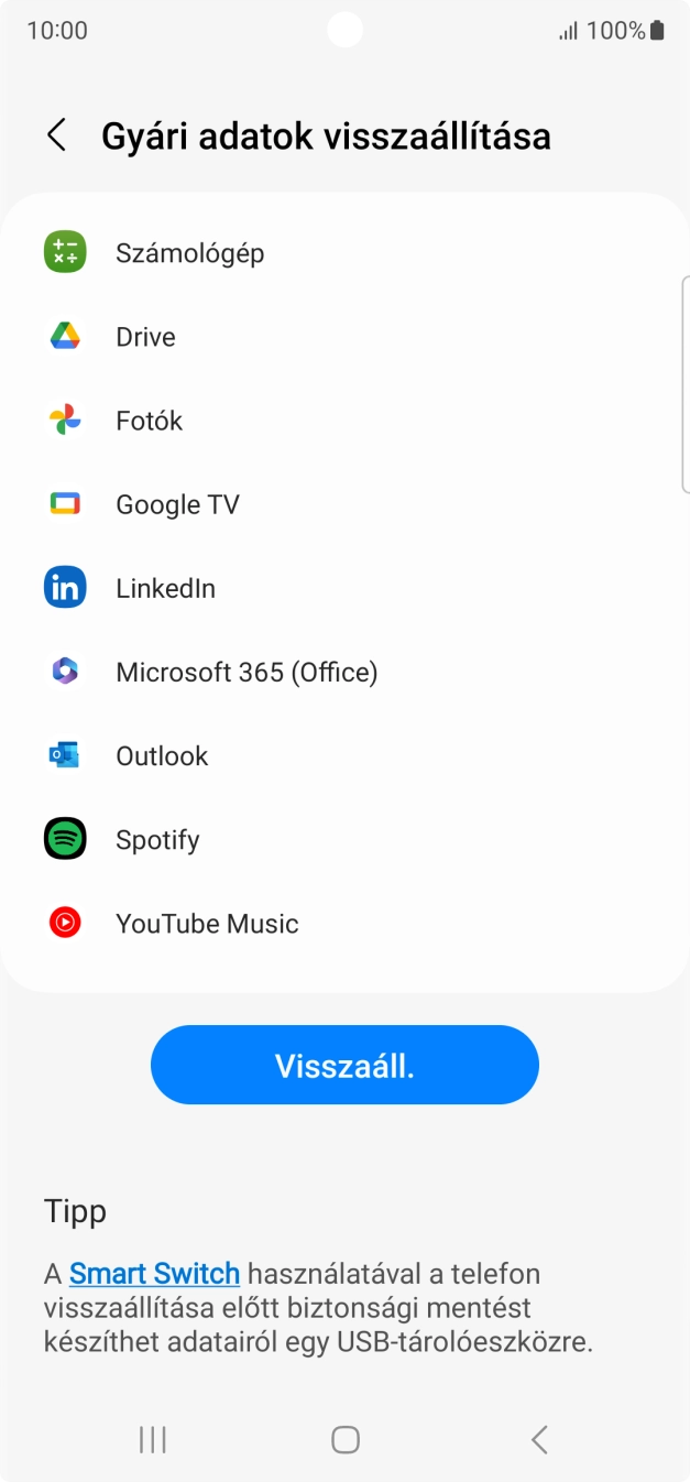 Válaszd a Visszaáll. lehetőséget. Válaszd a Visszaáll. lehetőséget.