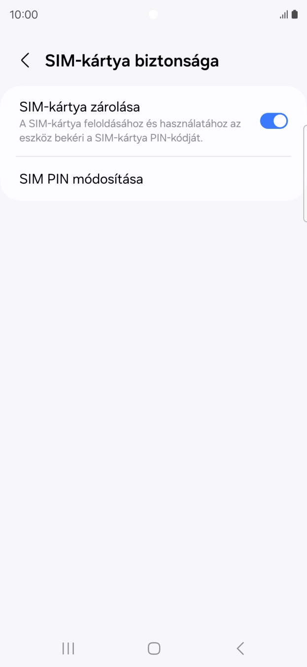 Kattints a „SIM-kártya zárolása” melletti csúszkára a funkció be- vagy kikapcsolásához. Kattints a „SIM-kártya zárolása” melletti csúszkára a funkció be- vagy kikapcsolásához.