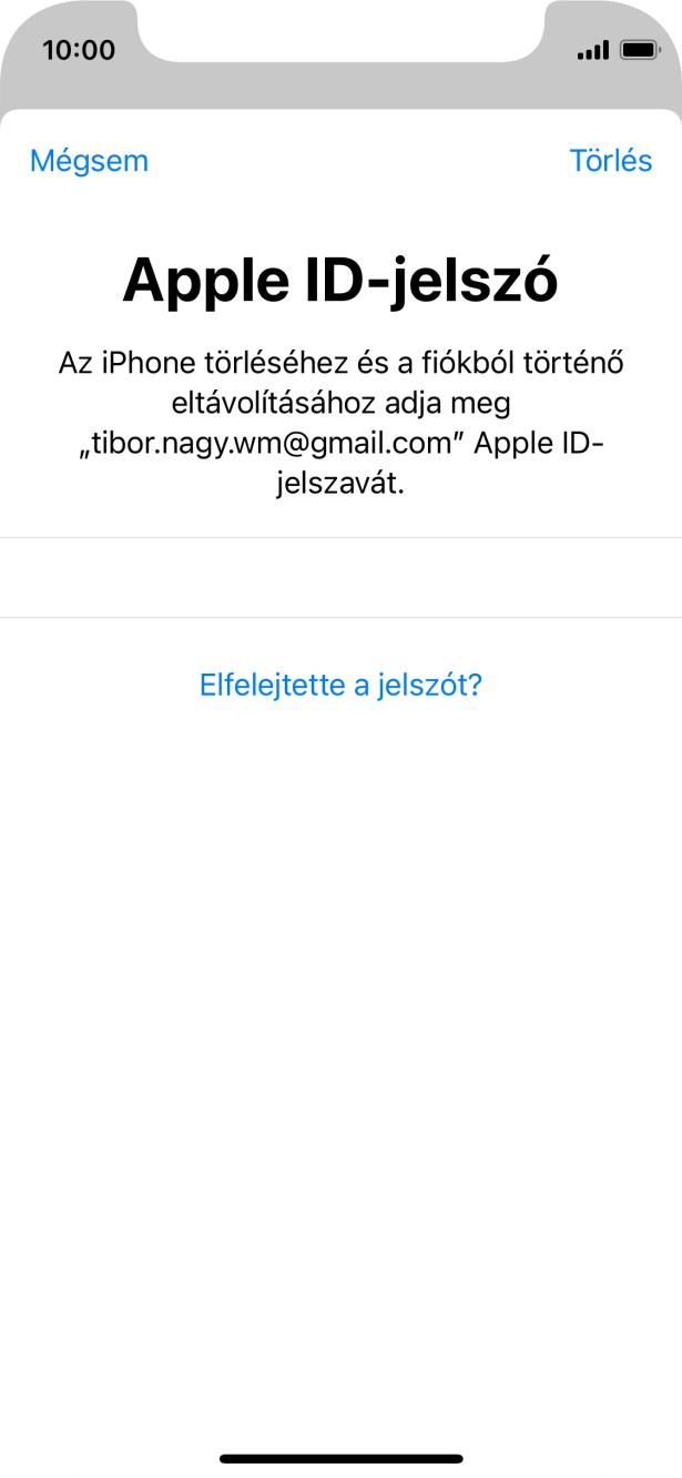 Írd be az Apple ID-hoz tartózó jelszót, és válaszd a Törlés lehetőséget. Várj egy kicsit, amíg a telefon visszaállítja a gyári beállításokat. A telefon konfigurálásához és ahhoz, hogy üzemkész állapotba hozd, kövesd a képernyőn megjelenő utasításokat.