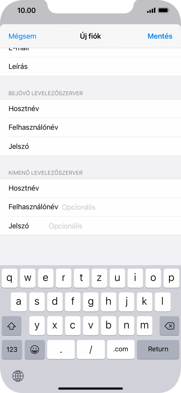 Kattints a Felhasználónév mezőre, és írd be az e-mail-fiókodhoz tartozó felhasználónevet.