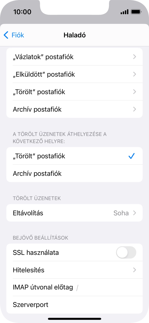 Kattints az „SSL használata” melletti csúszkára a funkció bekapcsolásához.