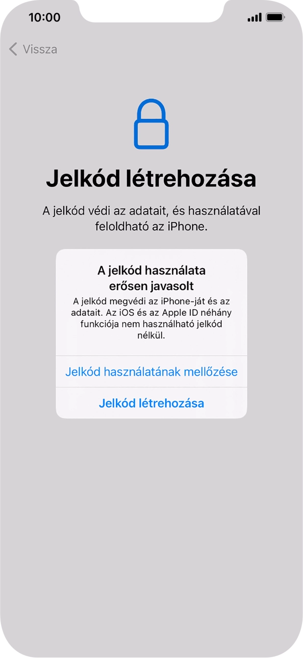 Ha kikapcsolod a funkciót, válaszd a Jelkód használatának mellőzése lehetőséget.